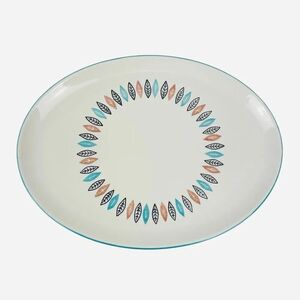 Vintage Marcrest USA Nordic Mint Colorful Leaves 13.75" Oval Serving Platter MCM